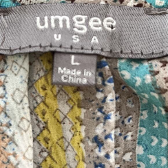 Umgee Womens Long Sleeve Multicolor Boho Front Crochet Blouse Size L - Picture 3 of 6